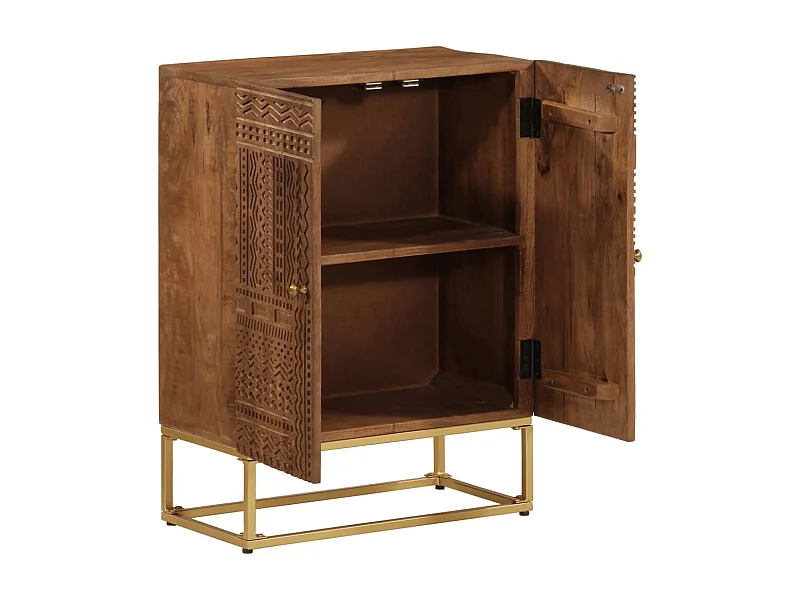 Buffet noir 55x30x76 bois massif de manguier et fer