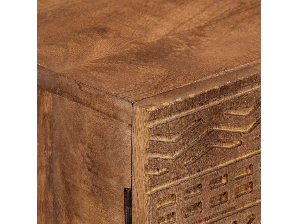 Buffet noir 55x30x76 bois massif de manguier et fer