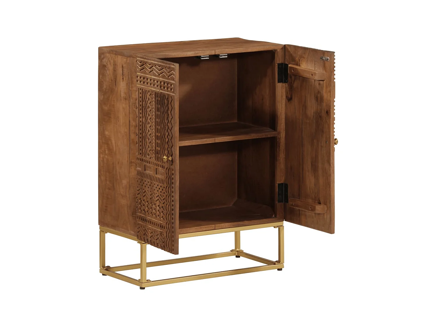 Buffet noir 55x30x76 bois massif de manguier et fer