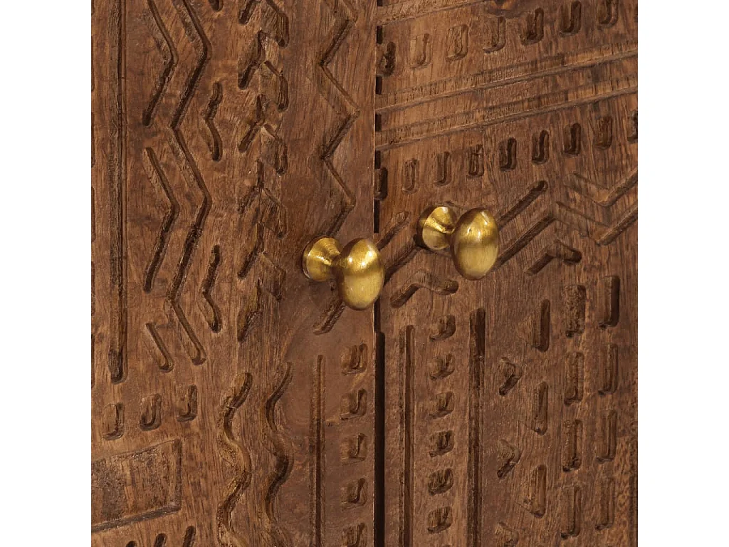 Buffet noir 55x30x76 bois massif de manguier et fer