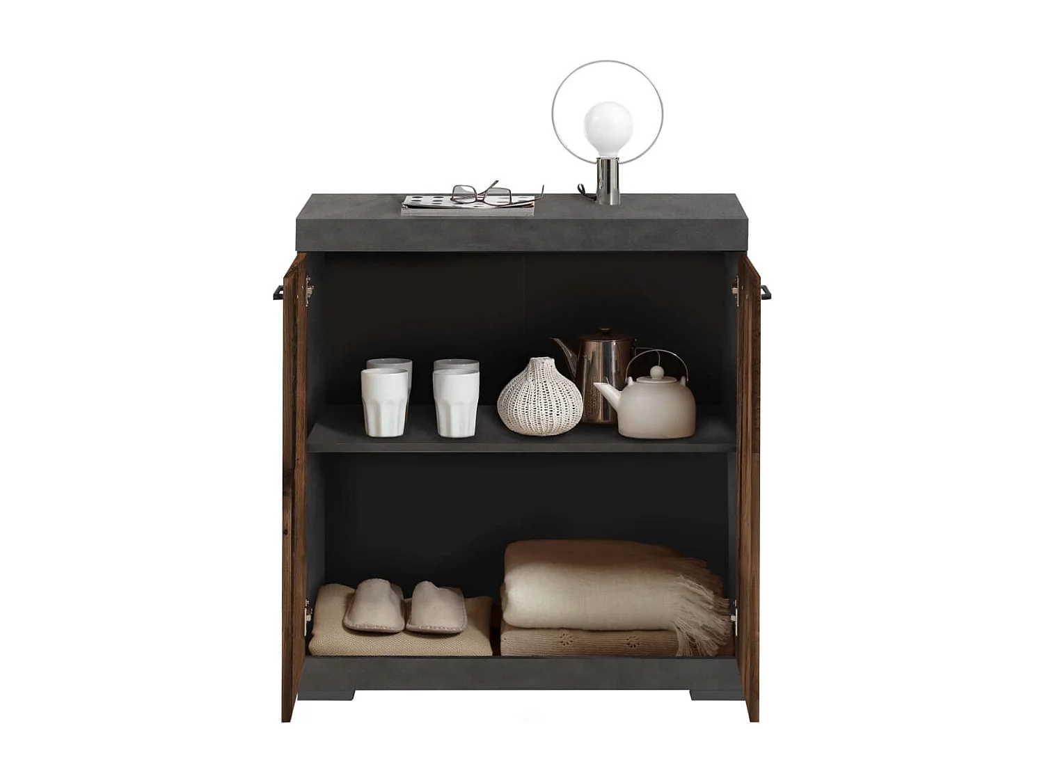 FMD Commode avec 2 portes 80x34,9x89,9 gris et style ancien