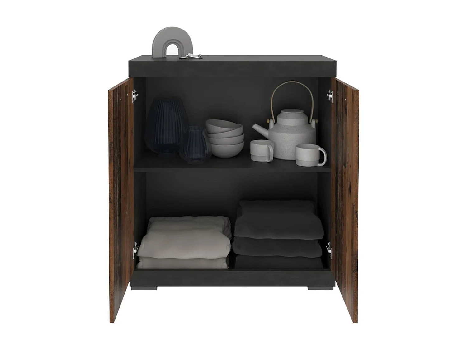 FMD Commode avec 2 portes 80x34,9x89,9 gris et style ancien