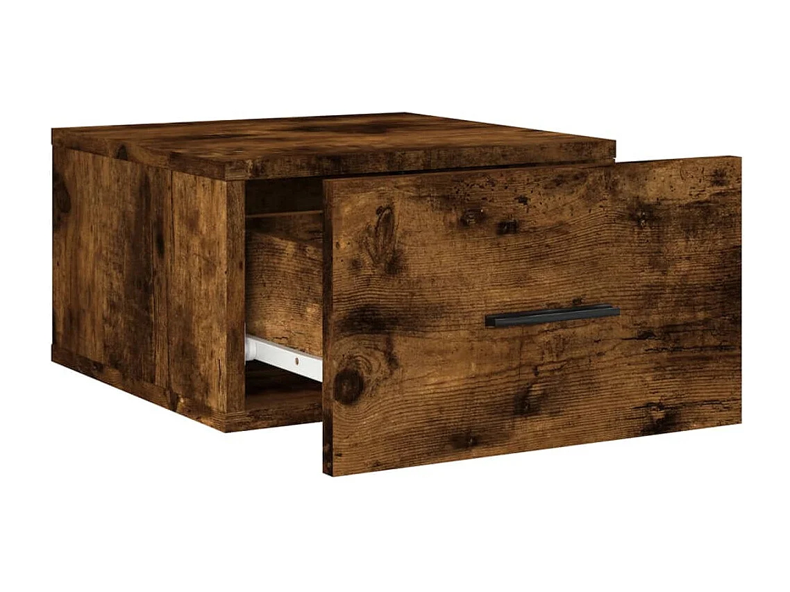 Table de chevet murale chêne fumé 35x35x20