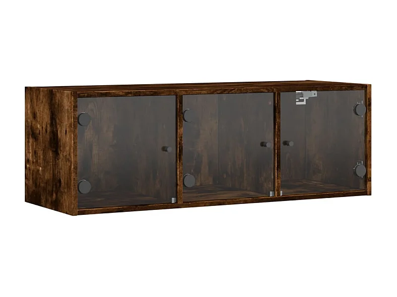 Armoire murale avec portes en verre chêne fumé 102x37x35