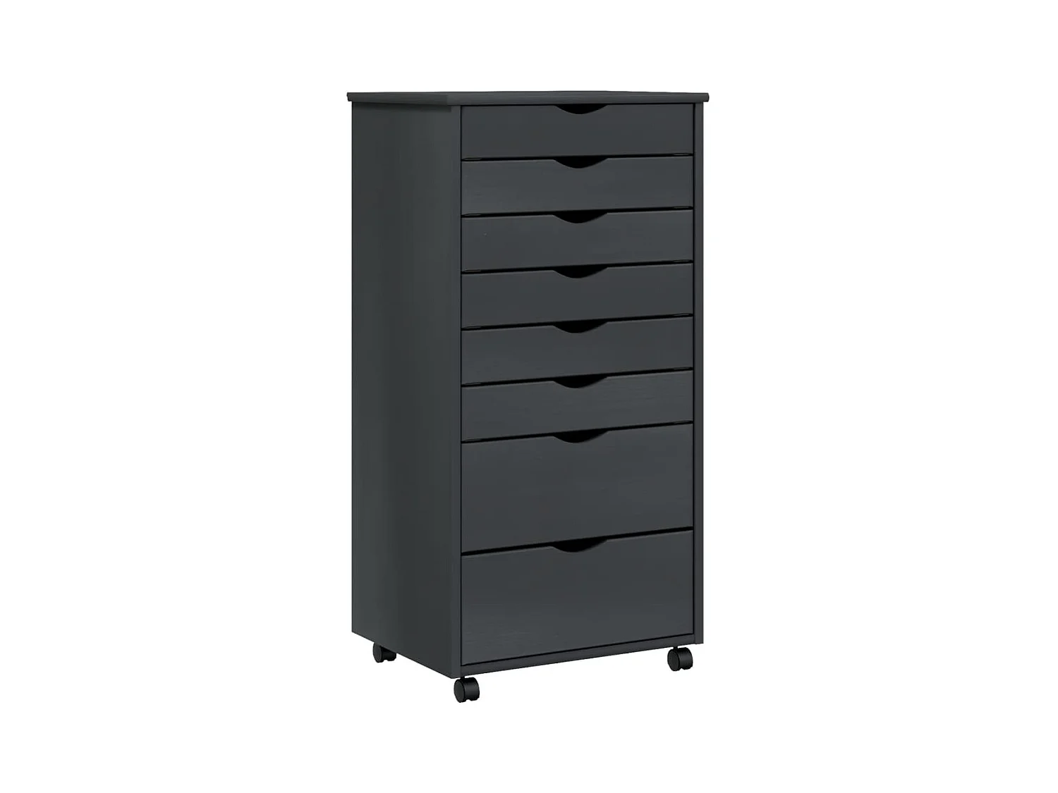 Armoire roulante avec tiroirs MOSS gris bois de pin solide