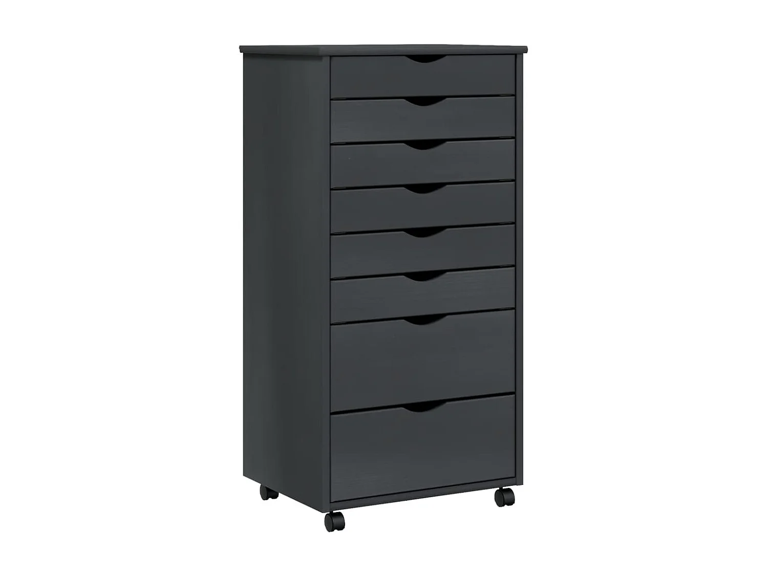 Armoire roulante avec tiroirs MOSS gris bois de pin solide