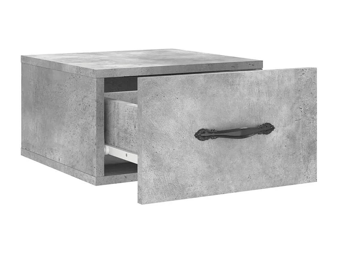 Table de chevet murale gris béton 35x35x20