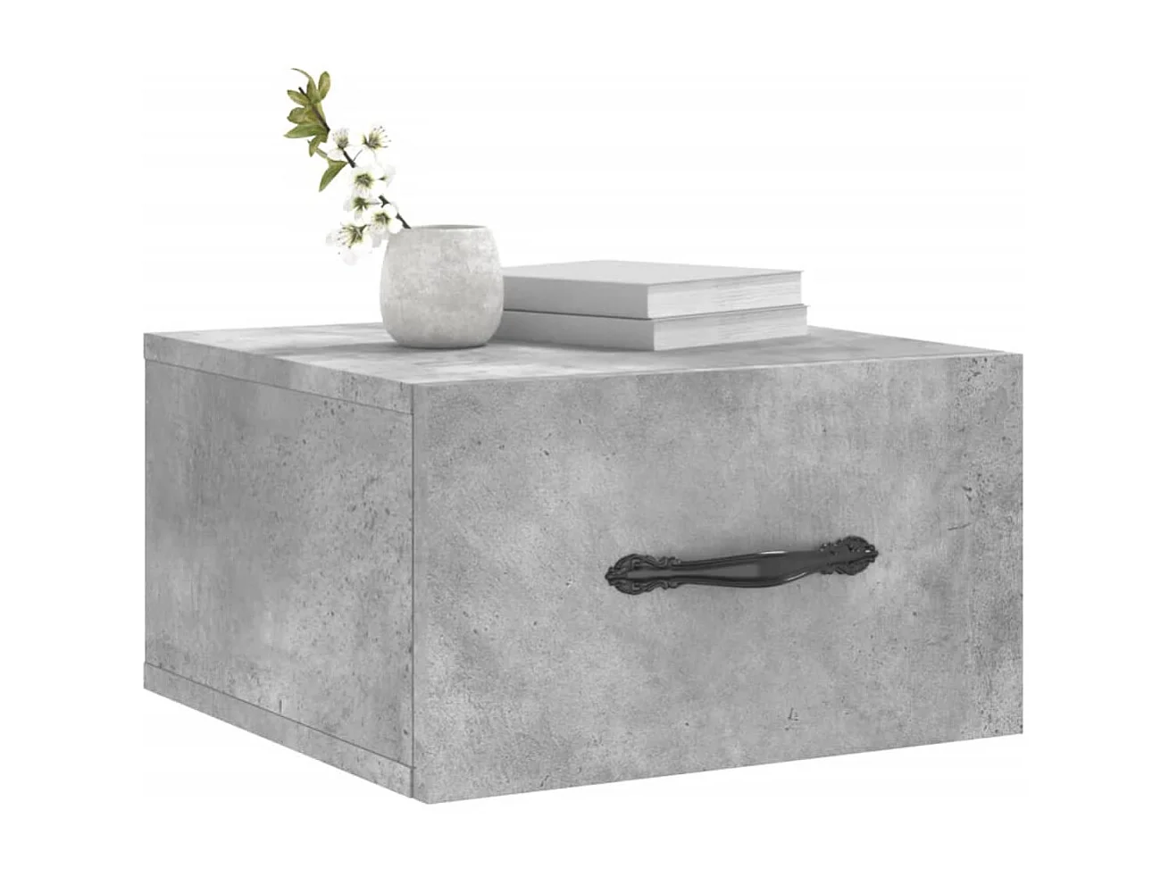 Table de chevet murale gris béton 35x35x20