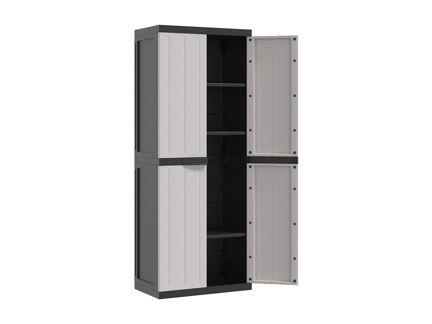 Armoire de rangement d'extérieur gris et noir 65x37x165 PP