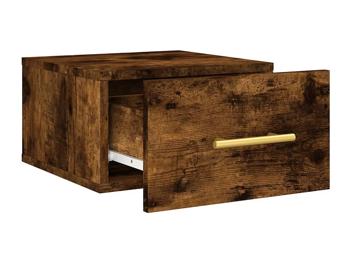 Table de chevet murale chêne fumé 35x35x20