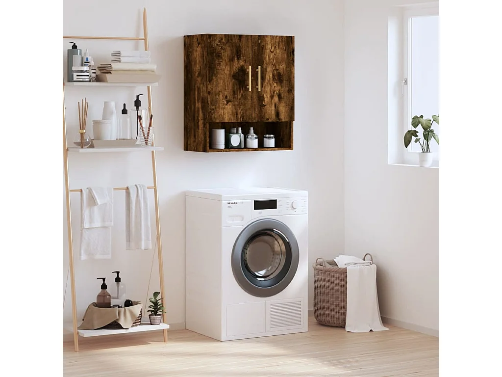 Armoire murale chêne fumé 60x31x70 bois d'ingénierie