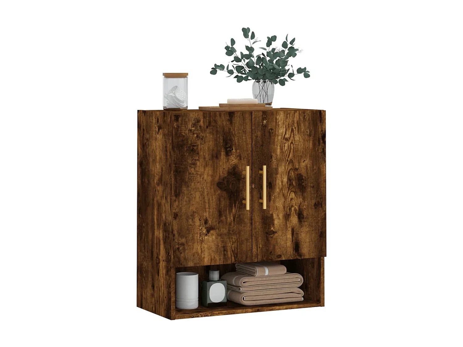 Armoire murale chêne fumé 60x31x70 bois d'ingénierie