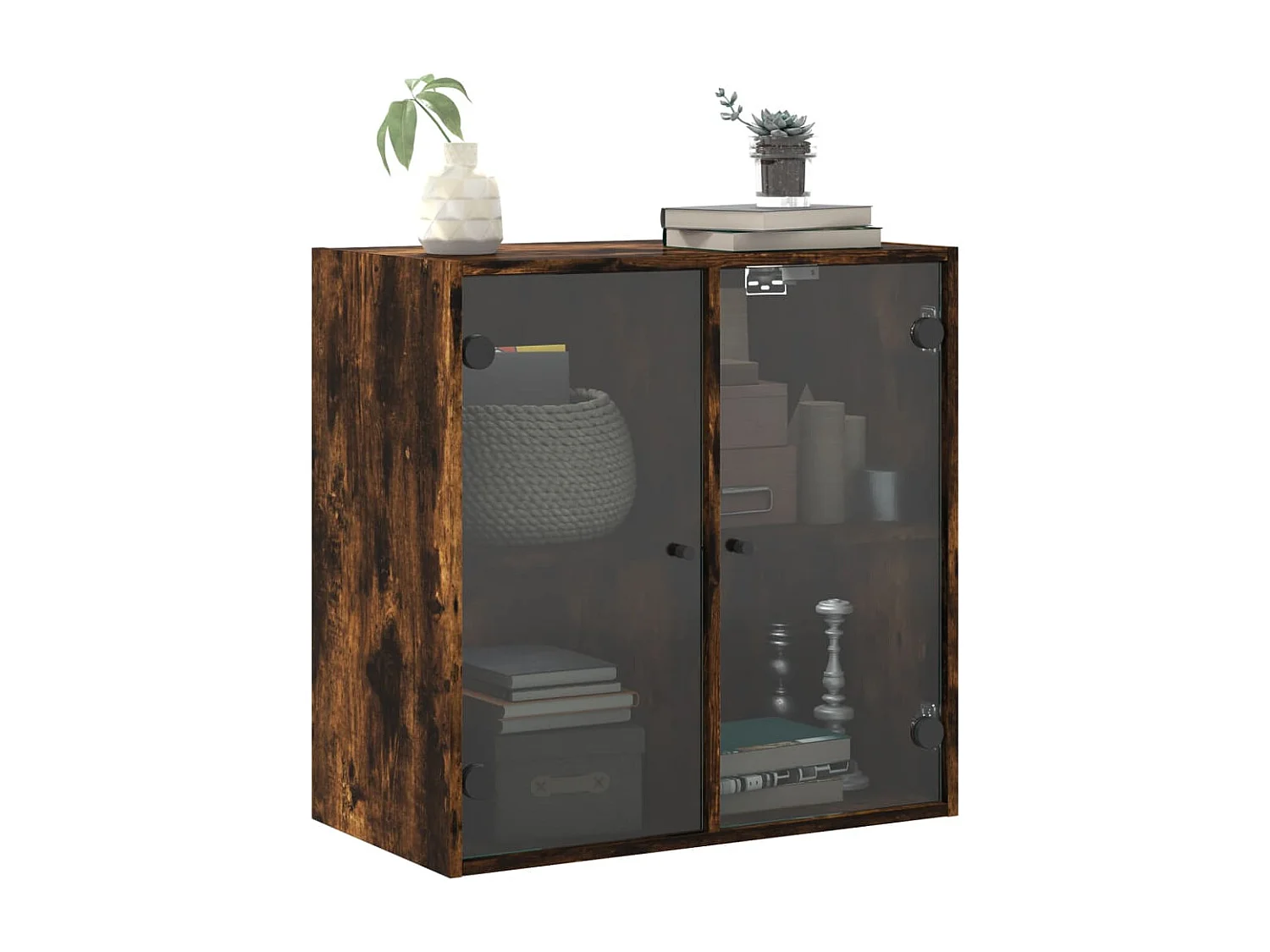 Armoire murale avec portes en verre chêne fumé 68x37x68,5