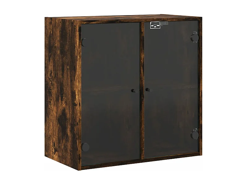 Armoire murale avec portes en verre chêne fumé 68x37x68,5