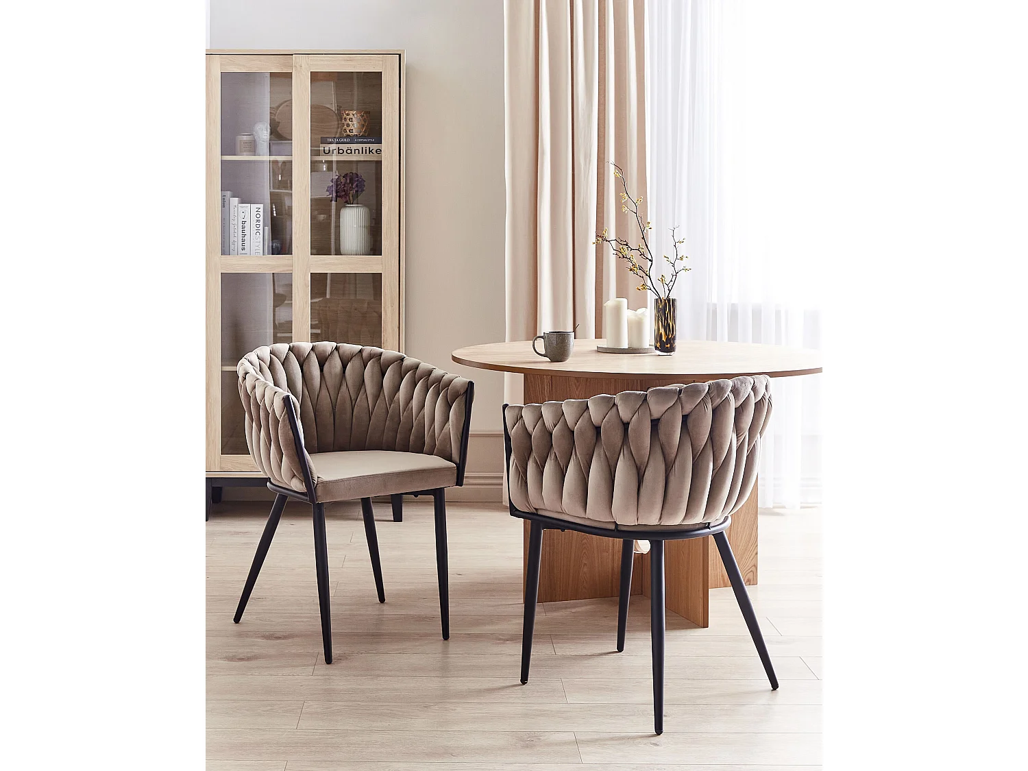 Velours Chaise de salle à manger Set de 2 Taupe MILAN