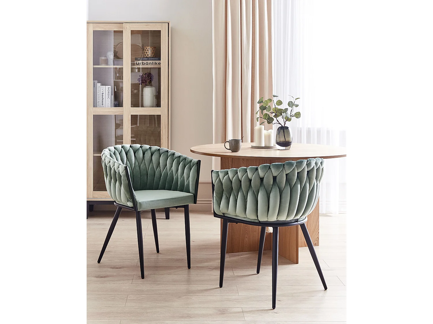 Chaise de salle à manger Set de 2 Velours Vert clair MILAN