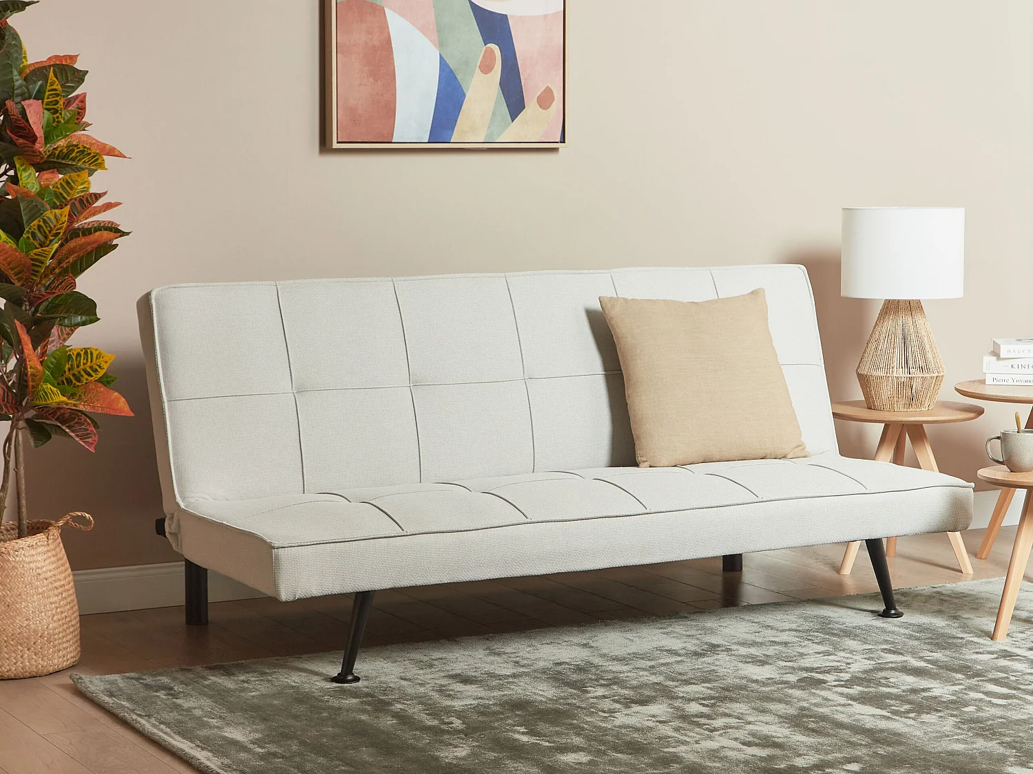Canapé-lit 3 places HASLE Tissu Beige clair