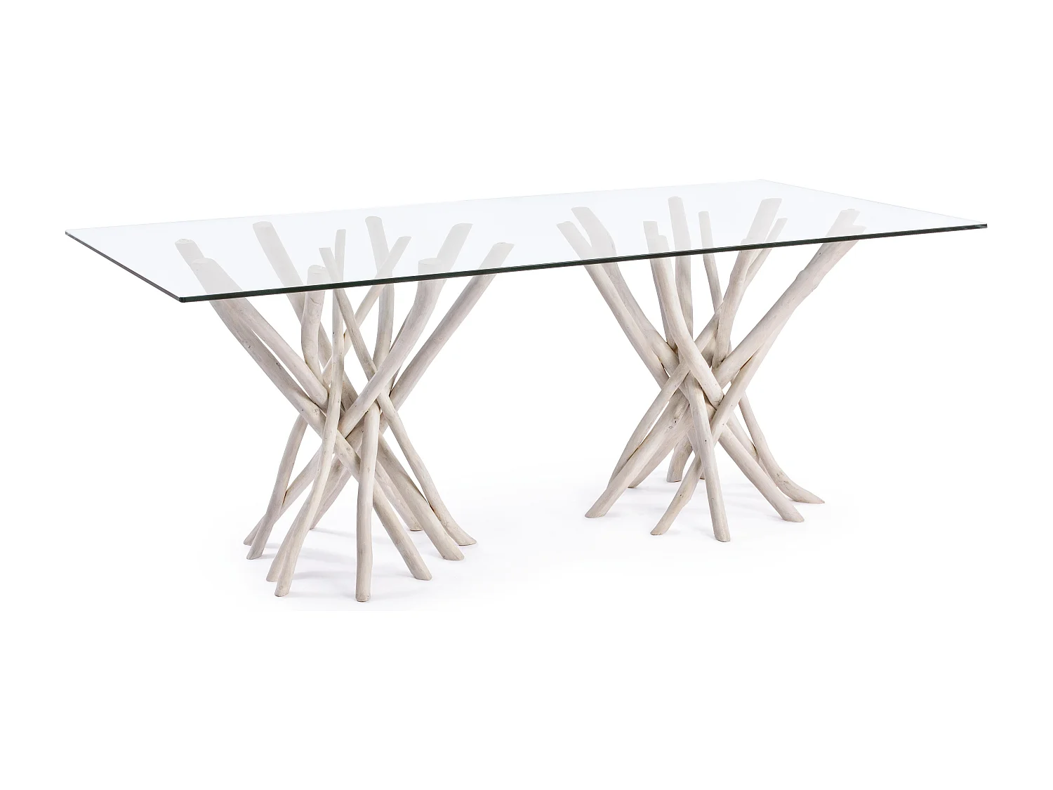 Table à manger en verre et branches teck Sary L 200cm
