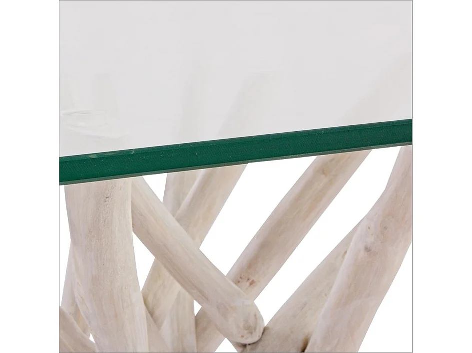 Table à manger en verre et branches teck Sary L 200cm