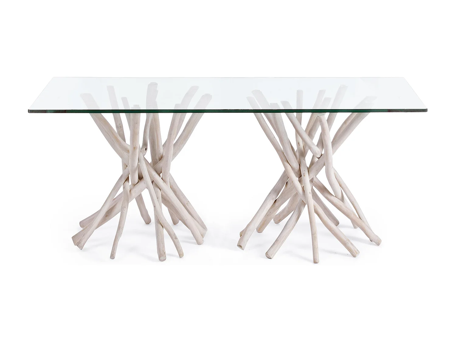 Table à manger en verre et branches teck Sary L 200cm