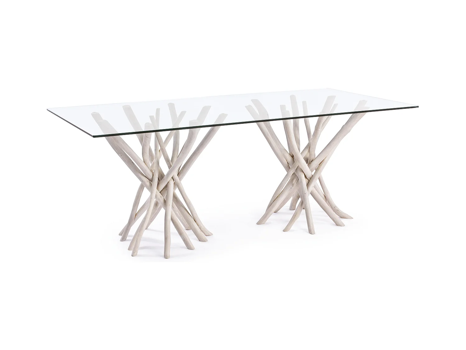 Table à manger en verre et branches teck Sary L 200cm