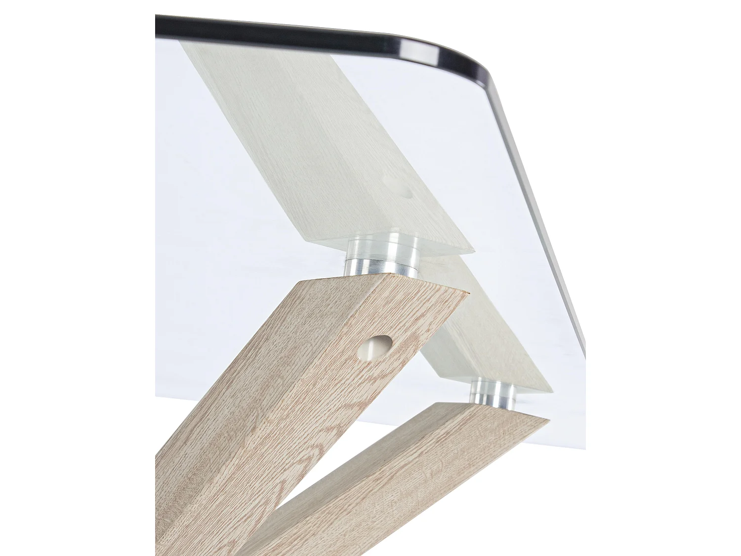 Table à manger rectangulaire verre trempé et acier effet naturel Agno 160cm