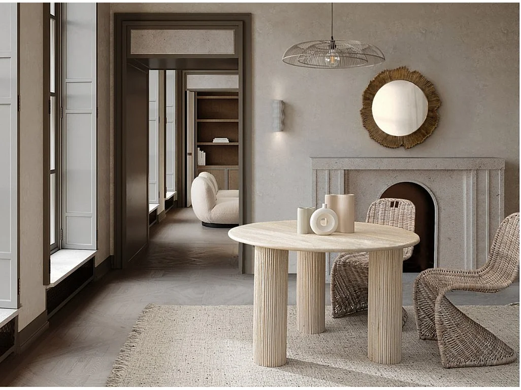 Bozar ronde massief houten eettafel 120 cm-Kleur Natuurlijk