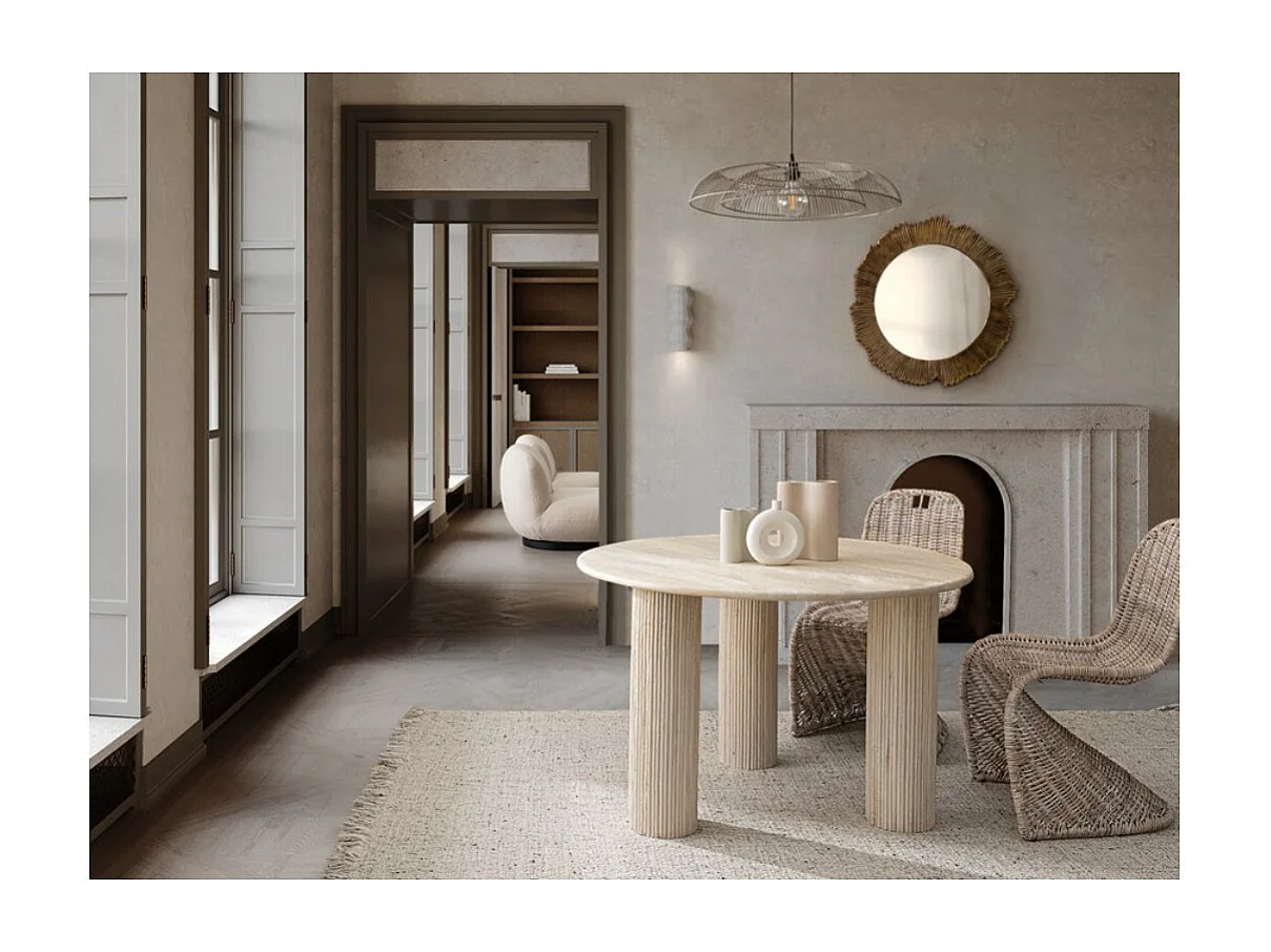 Bozar ronde massief houten eettafel 120 cm-Kleur Natuurlijk