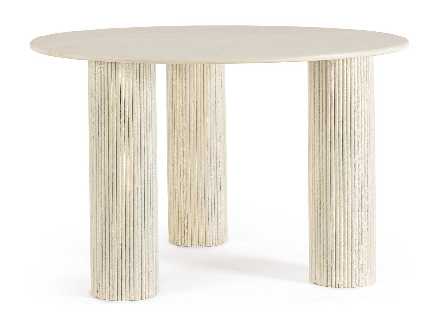 Table à manger ronde en bois massif Bozar 120cm-Couleur Naturel