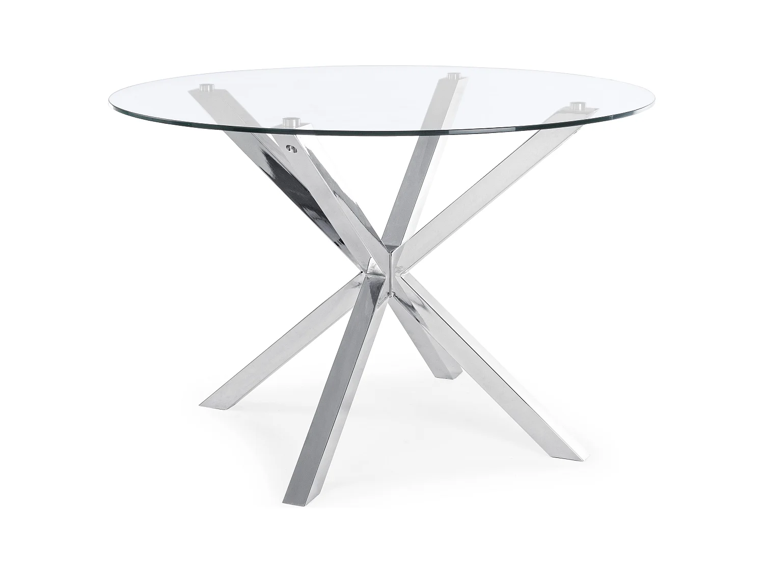 Table à manger ronde verre trempé et acier chromé Agno 114cm