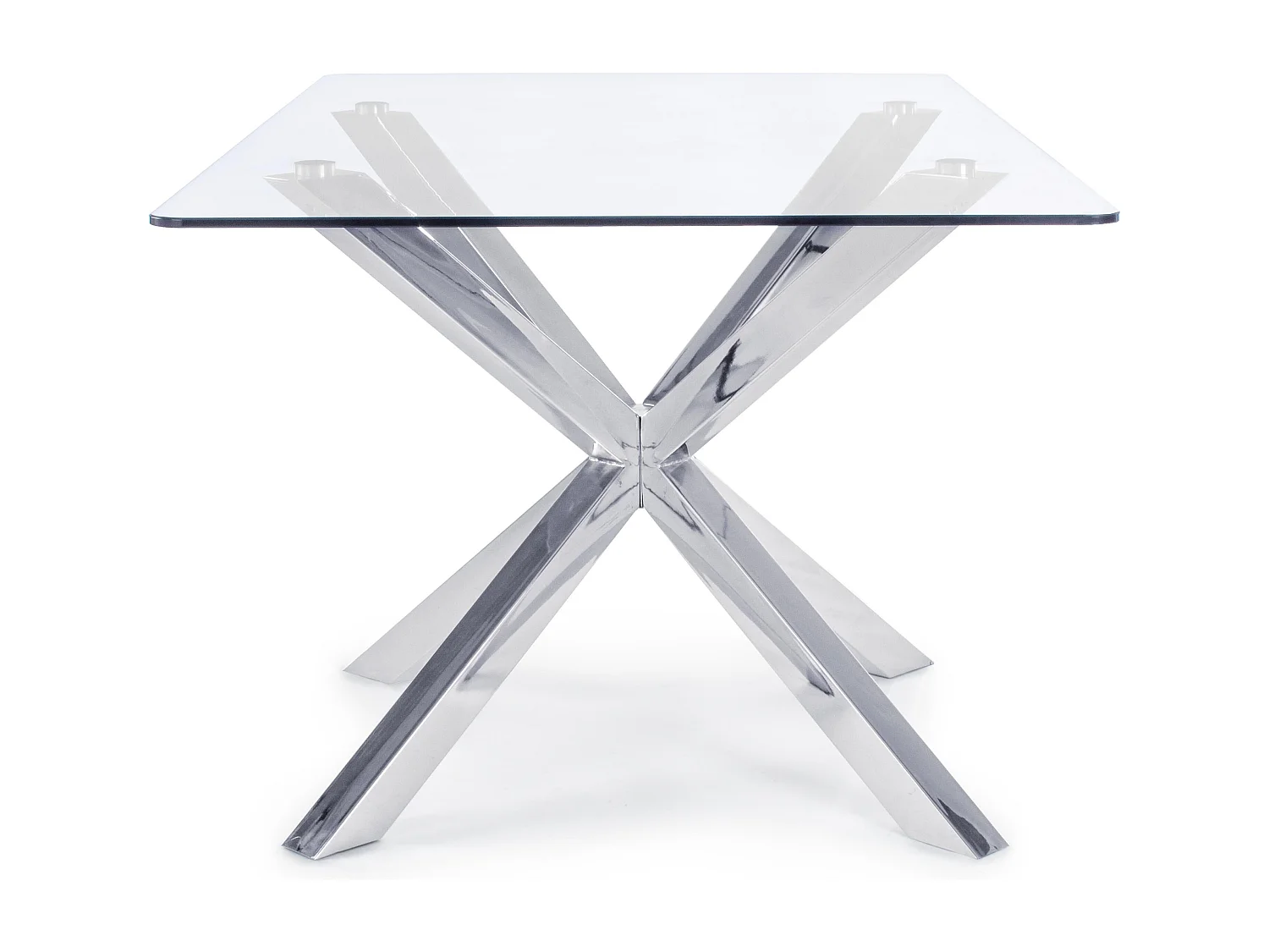 Table à manger rectangulaire verre trempé et acier chromé Agno 160cm