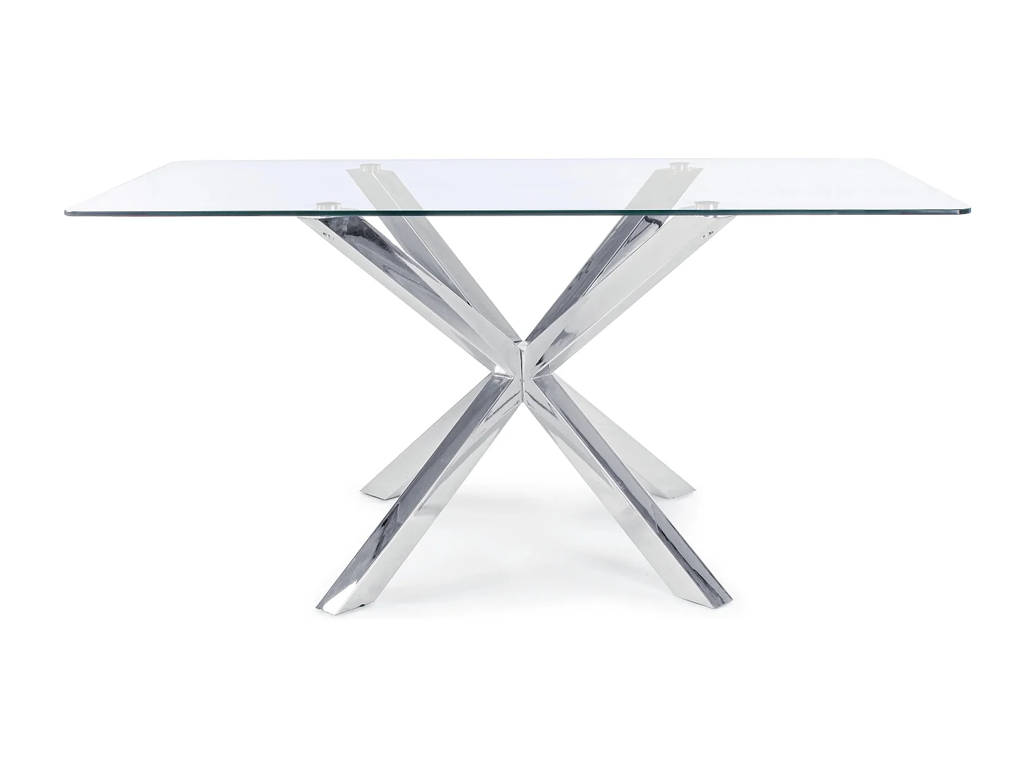 Rechthoekige eettafel gehard glas en chroomstaal Agno 160 cm