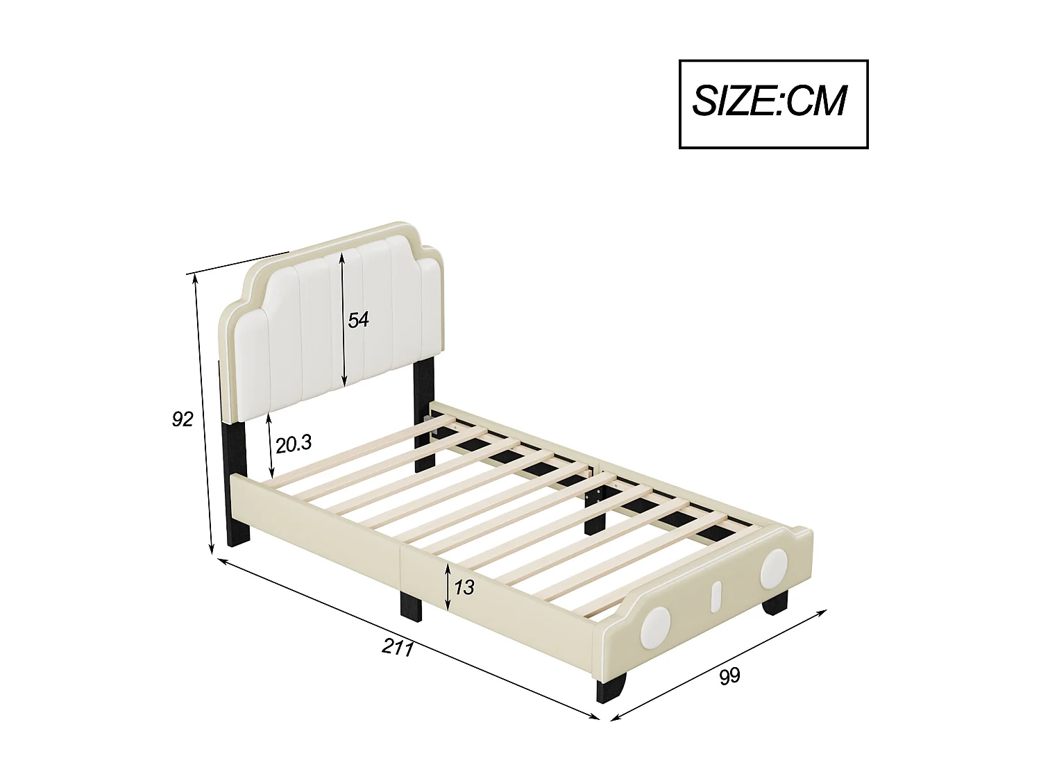 Lit enfant 90 x 200 cm avec tête de lit - cuir PU -style moderne - gris