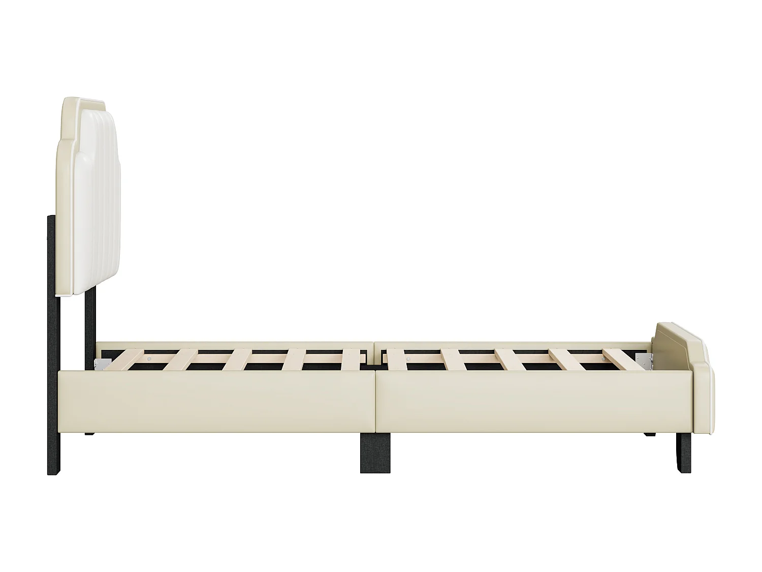 Lit enfant 90 x 200 cm avec tête de lit - cuir PU -style moderne - gris