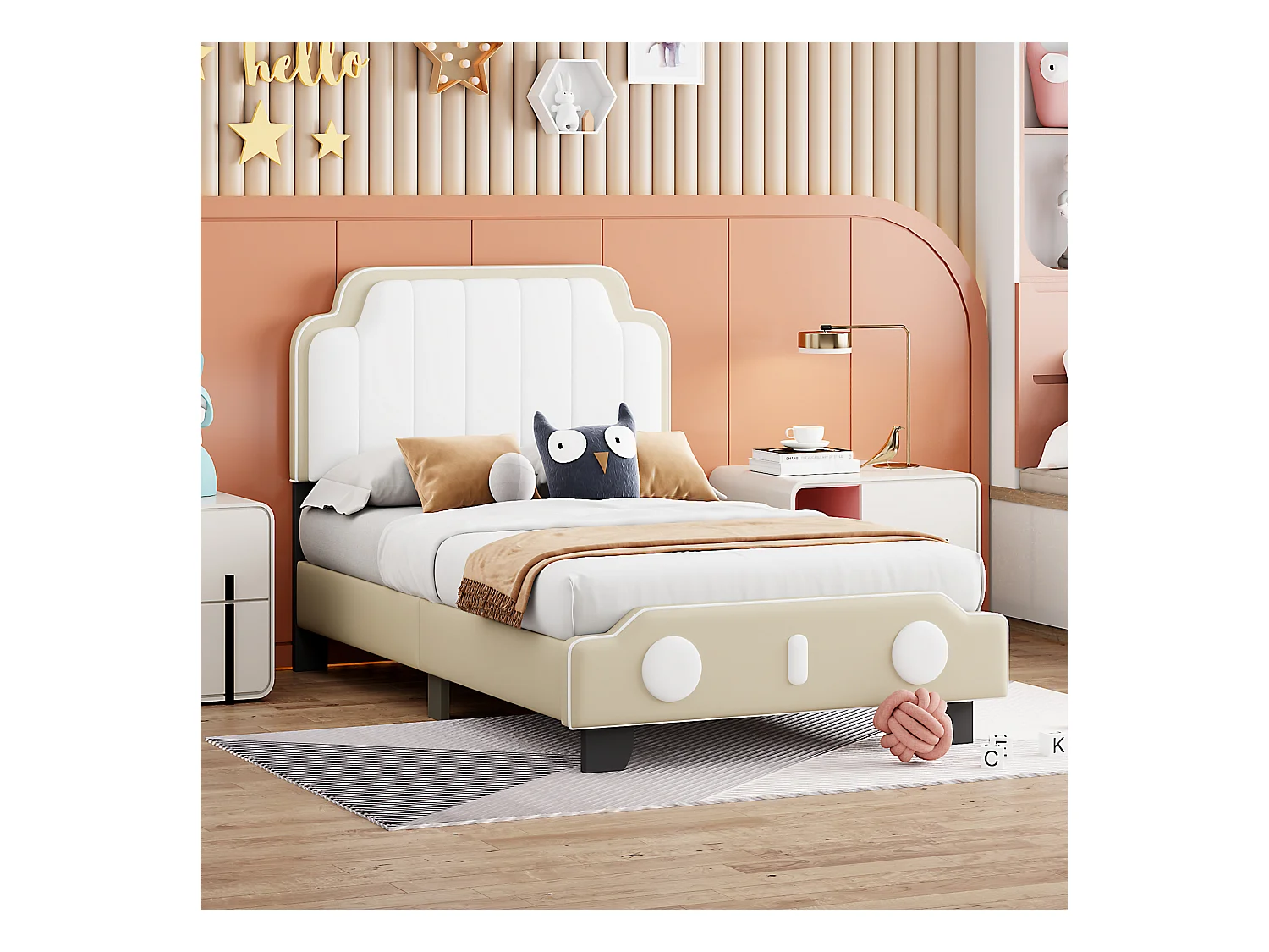 Kinderbed 90 x 200 cm met hoofdeinde - PU leer - moderne stijl - grijs