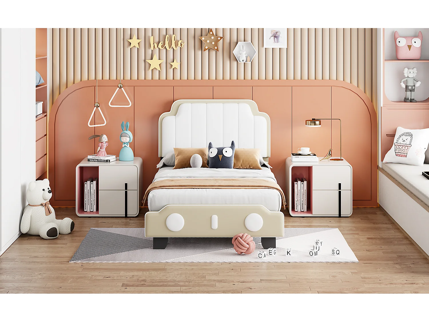 Kinderbed 90 x 200 cm met hoofdeinde - PU leer - moderne stijl - grijs