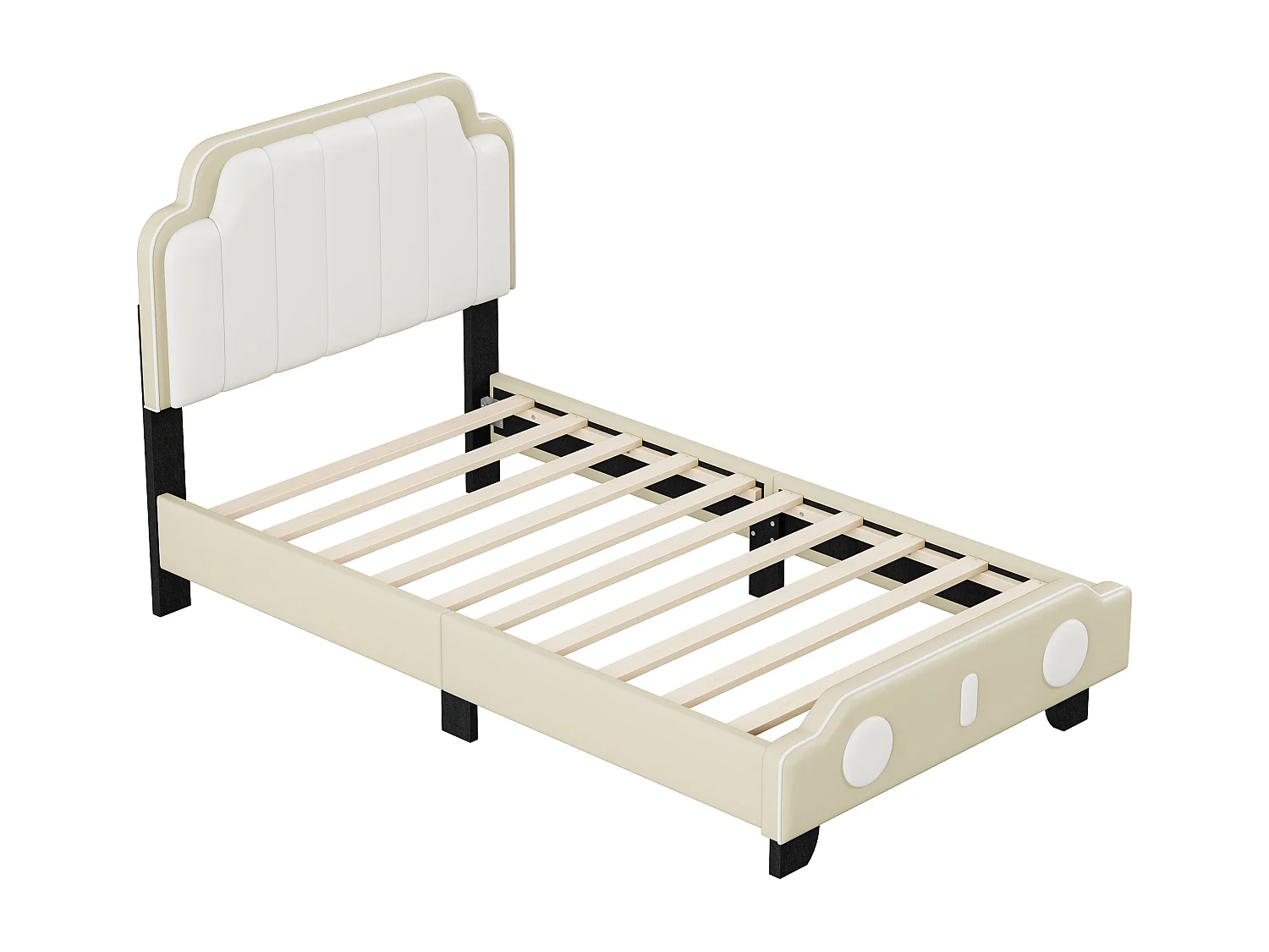 Kinderbed 90 x 200 cm met hoofdeinde - PU leer - moderne stijl - grijs