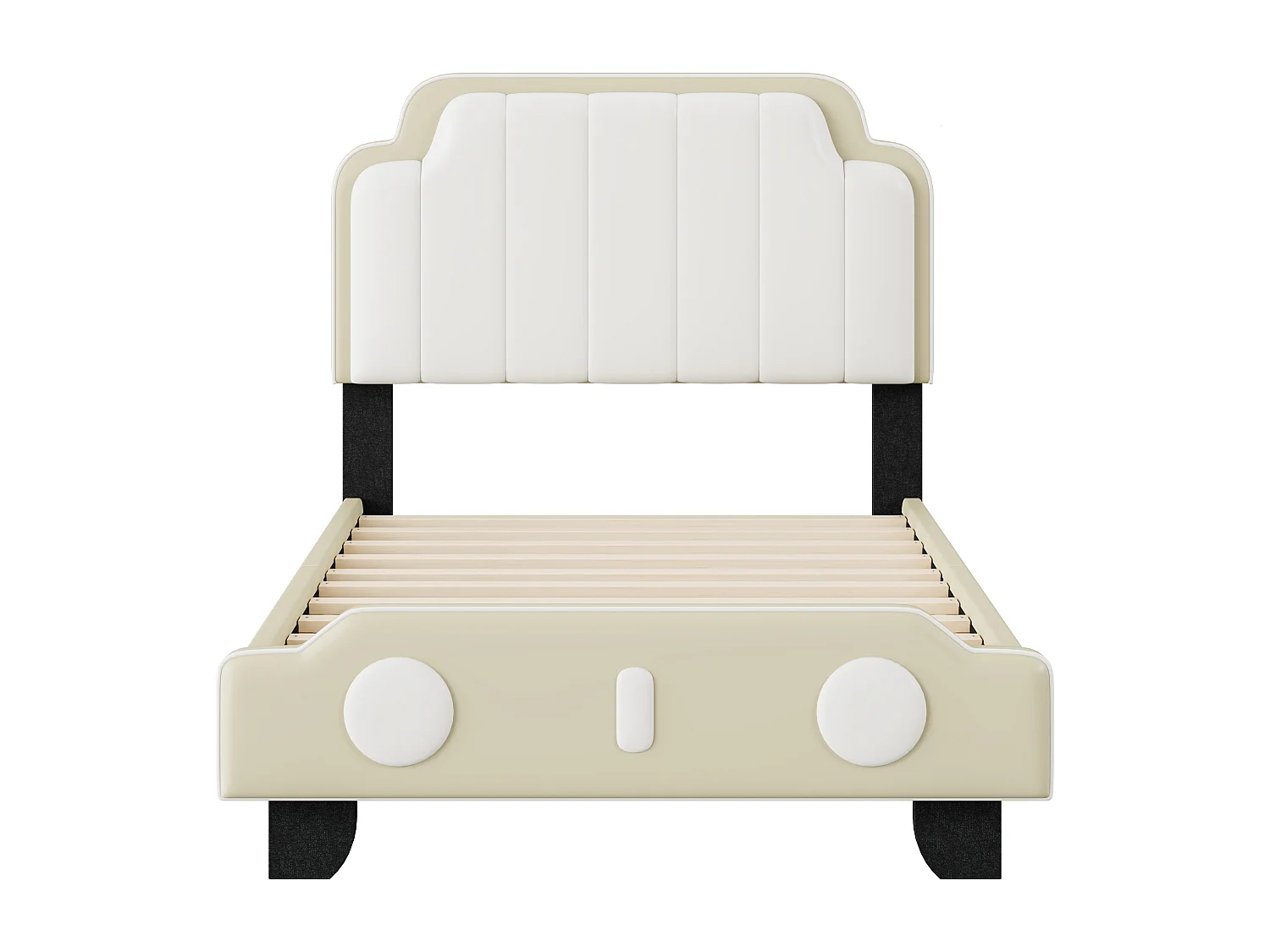 Kinderbed 90 x 200 cm met hoofdeinde - PU leer - moderne stijl - grijs