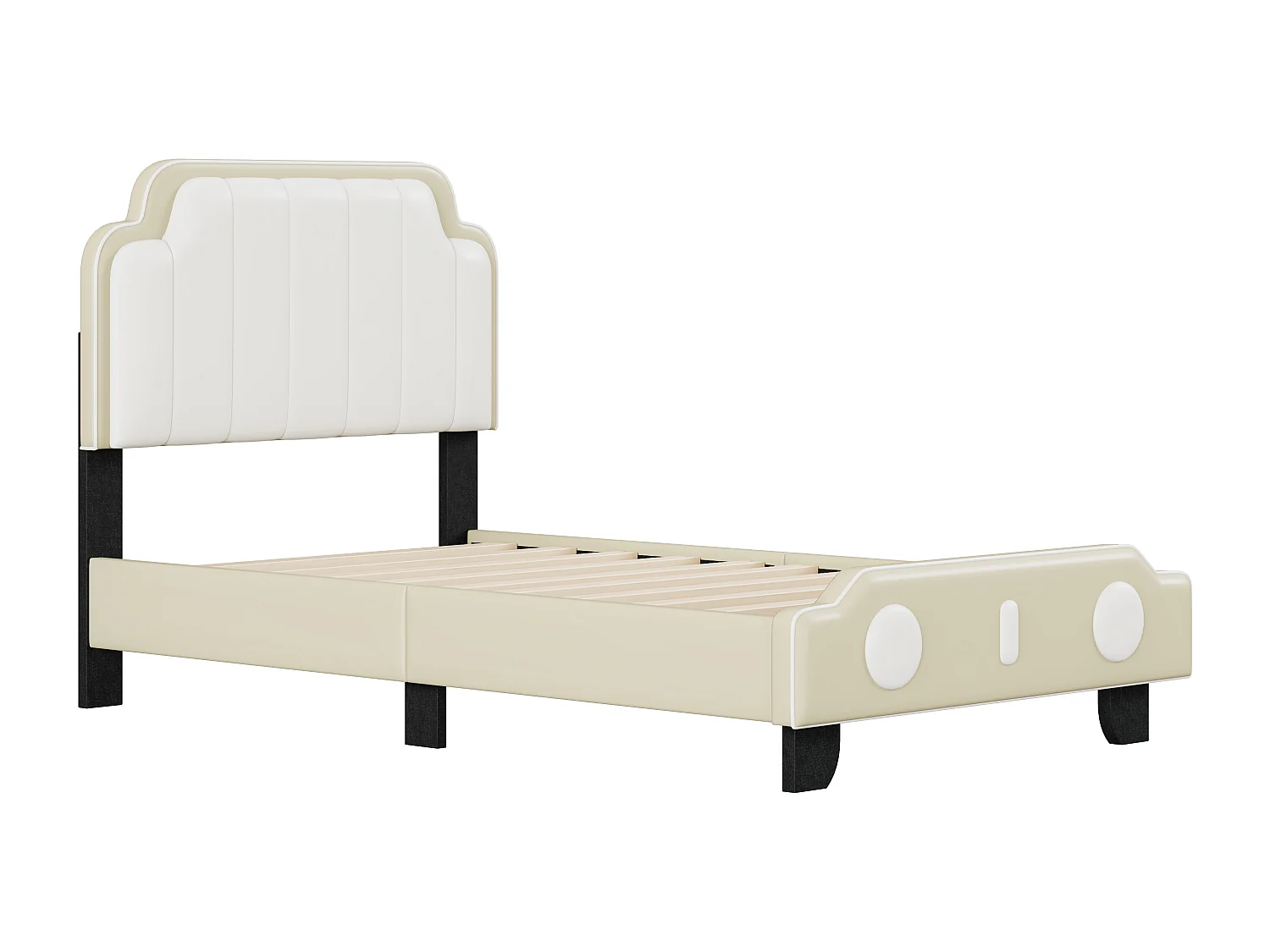 Kinderbed 90 x 200 cm met hoofdeinde - PU leer - moderne stijl - grijs