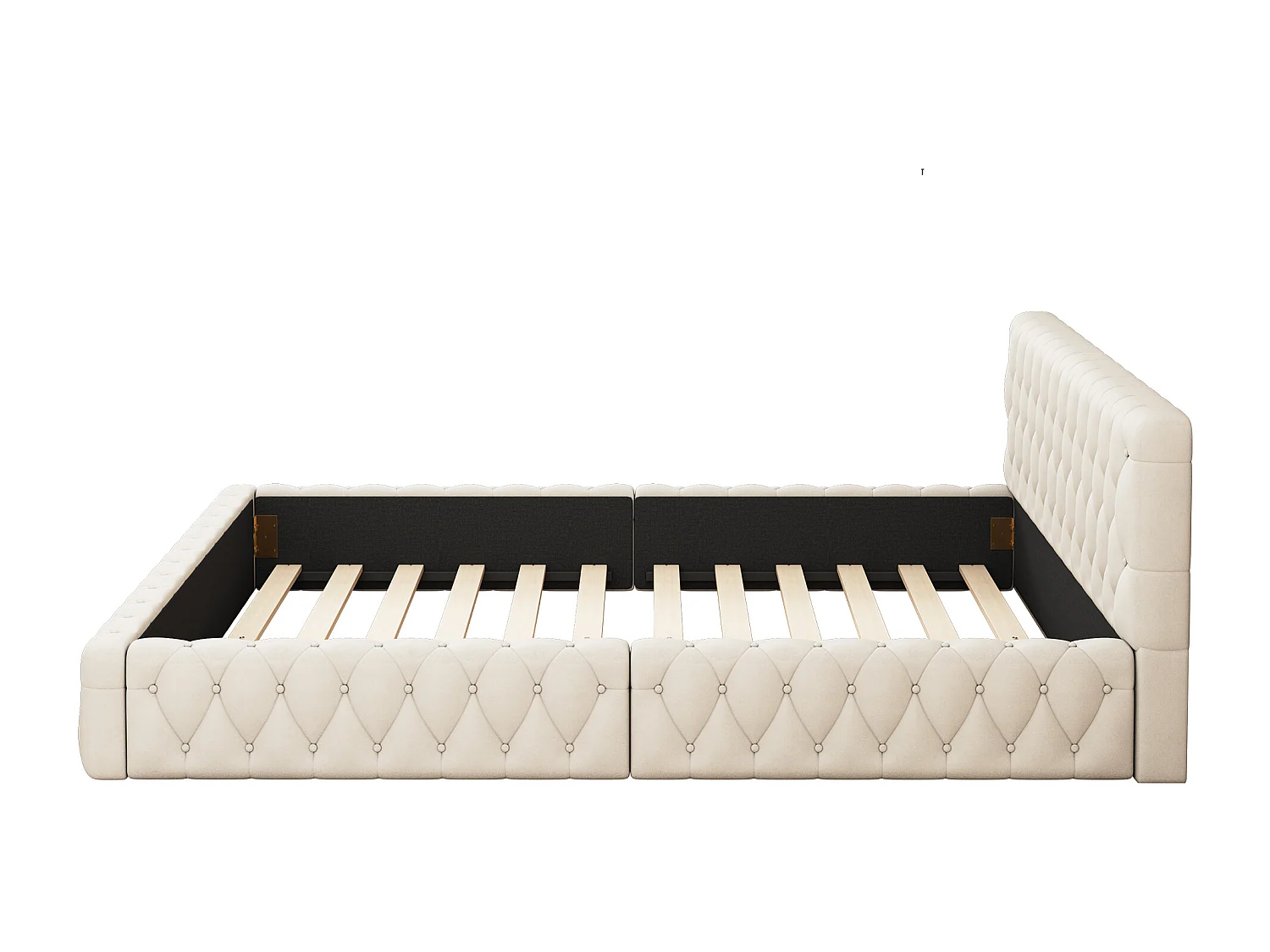 Gepolstertes Doppelbett 140 x 200 cm aus Samt, skandinavischer Stil, Farbe Weiß