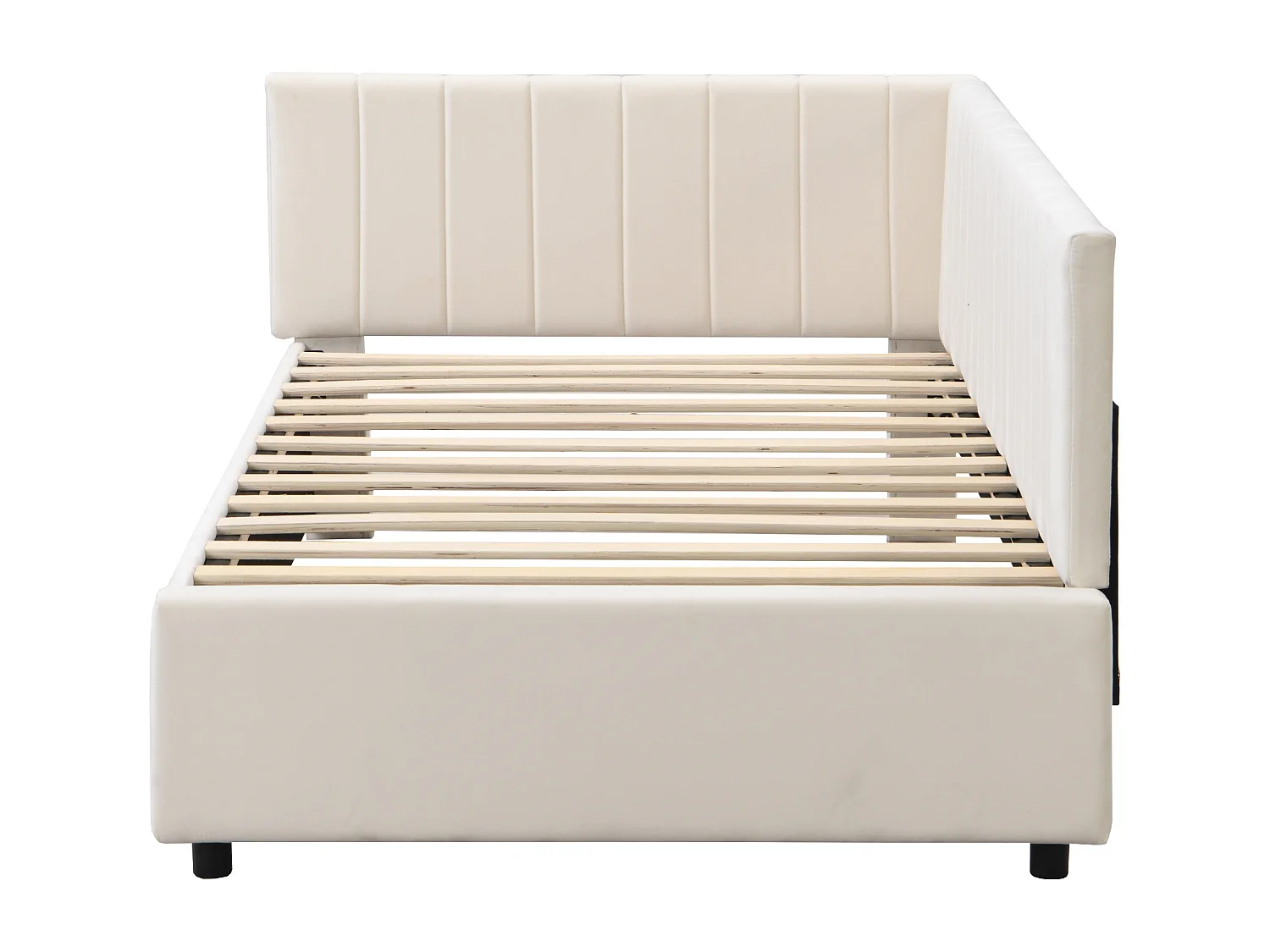 Letto per bambini 90 x 200 cm - Divano letto - velluto - rete a doghe - beige