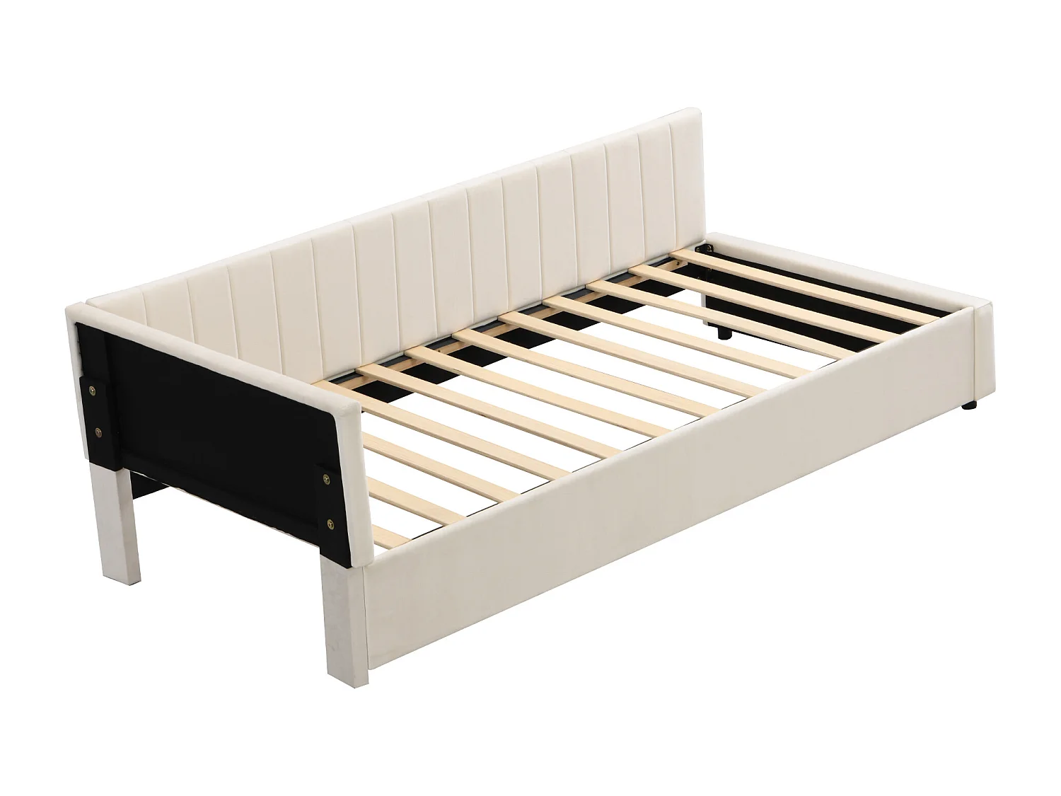 Letto per bambini 90 x 200 cm - Divano letto - velluto - rete a doghe - beige