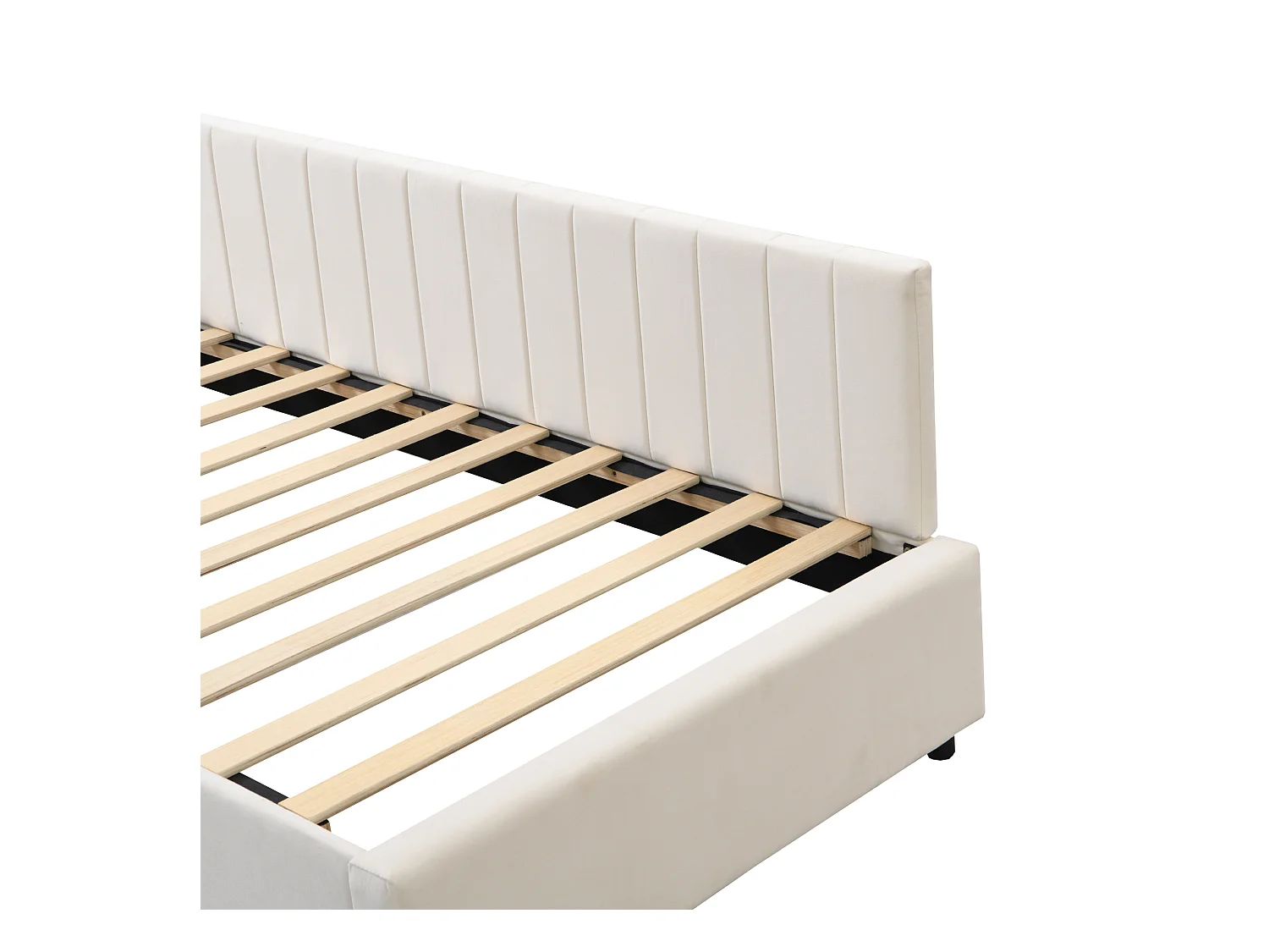 Lit enfant 90 x 200 cm - Canapé-lit - velours - sommier à lattes - beige