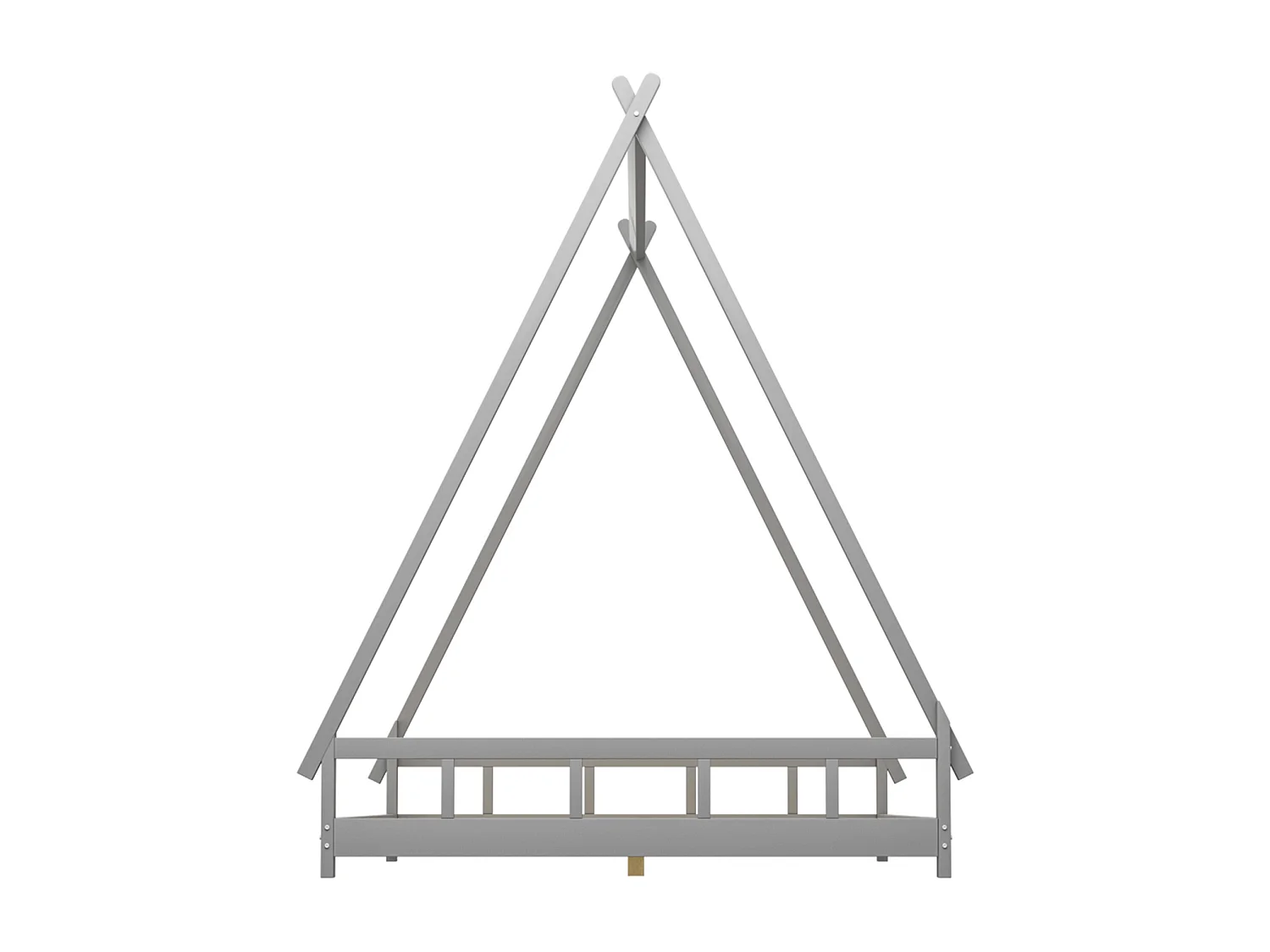 Lit tipi 140 x 200 cm - lit simple - bois massif - sommier à lattes inclus - coloris: gris