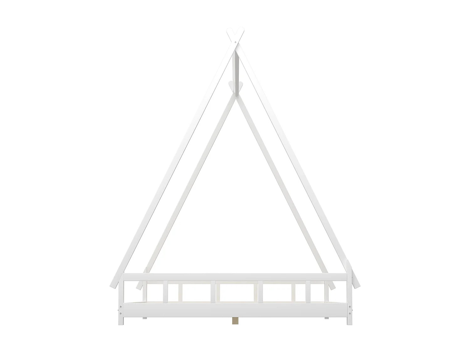 Lit tipi 140 x 200 cm - lit simple - bois massif - sommier à lattes inclus - coloris: blanc