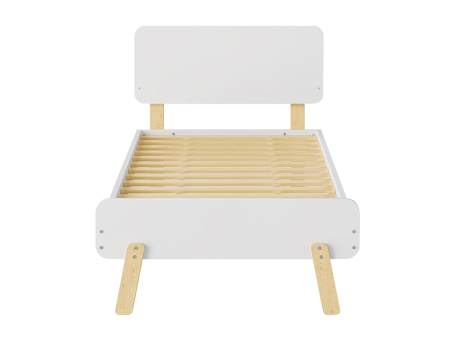 Lit enfant 90 x 190 cm avec tête de lit - bois massif - blanc