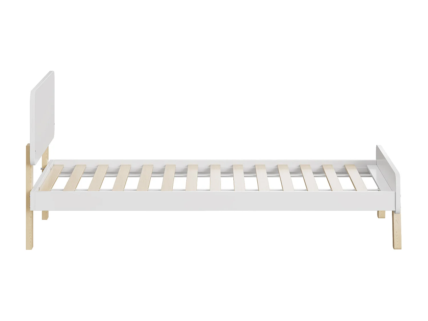 Lit enfant 90 x 190 cm avec tête de lit - bois massif - blanc