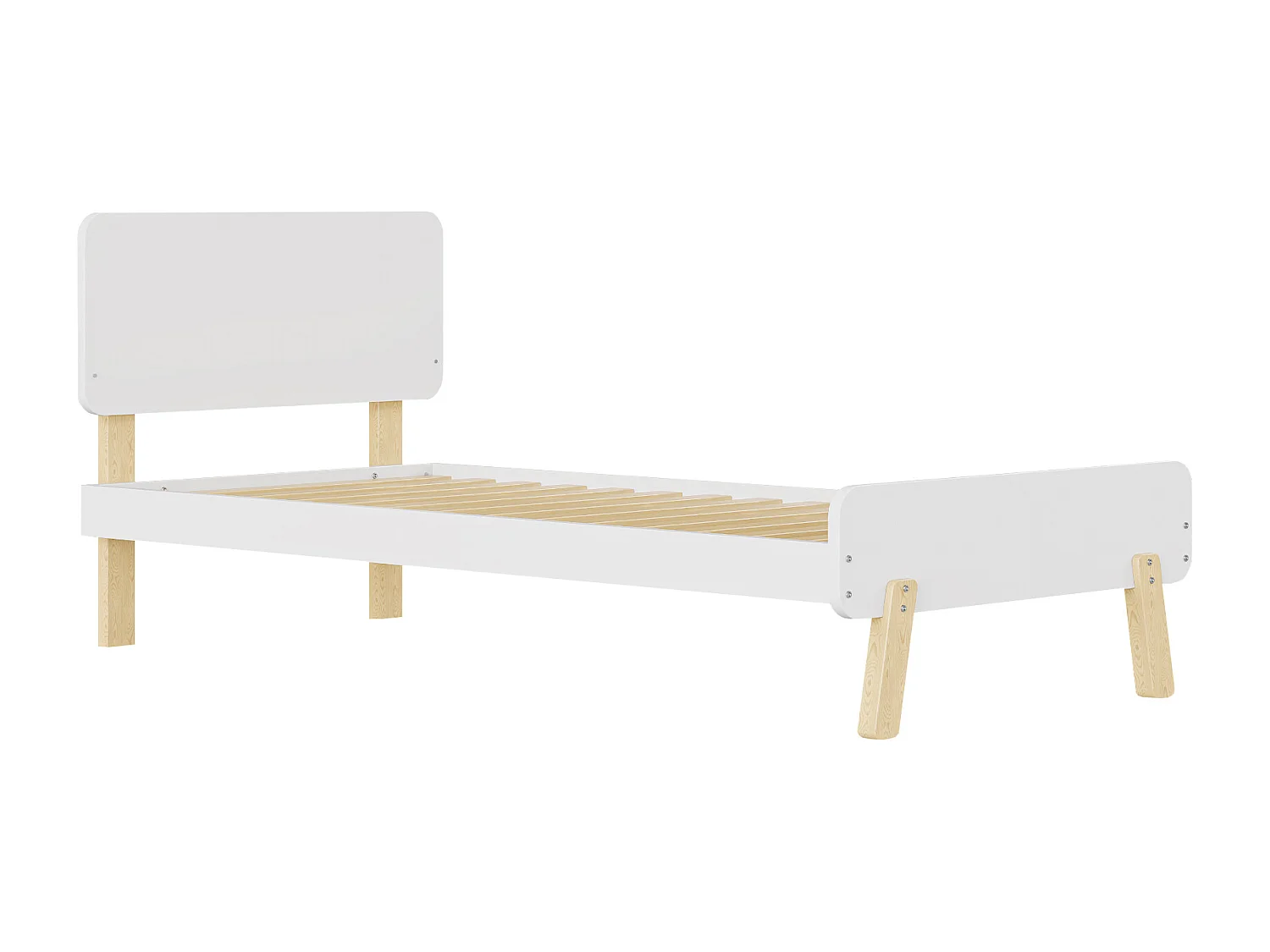 Lit enfant 90 x 190 cm avec tête de lit - bois massif - blanc