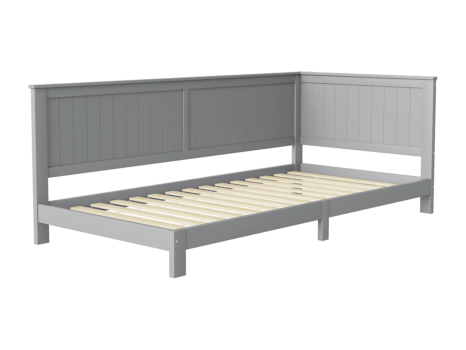 Bett 90 x 200 cm – Kinderschlafsofa – Sperrholz + MDF – Grau