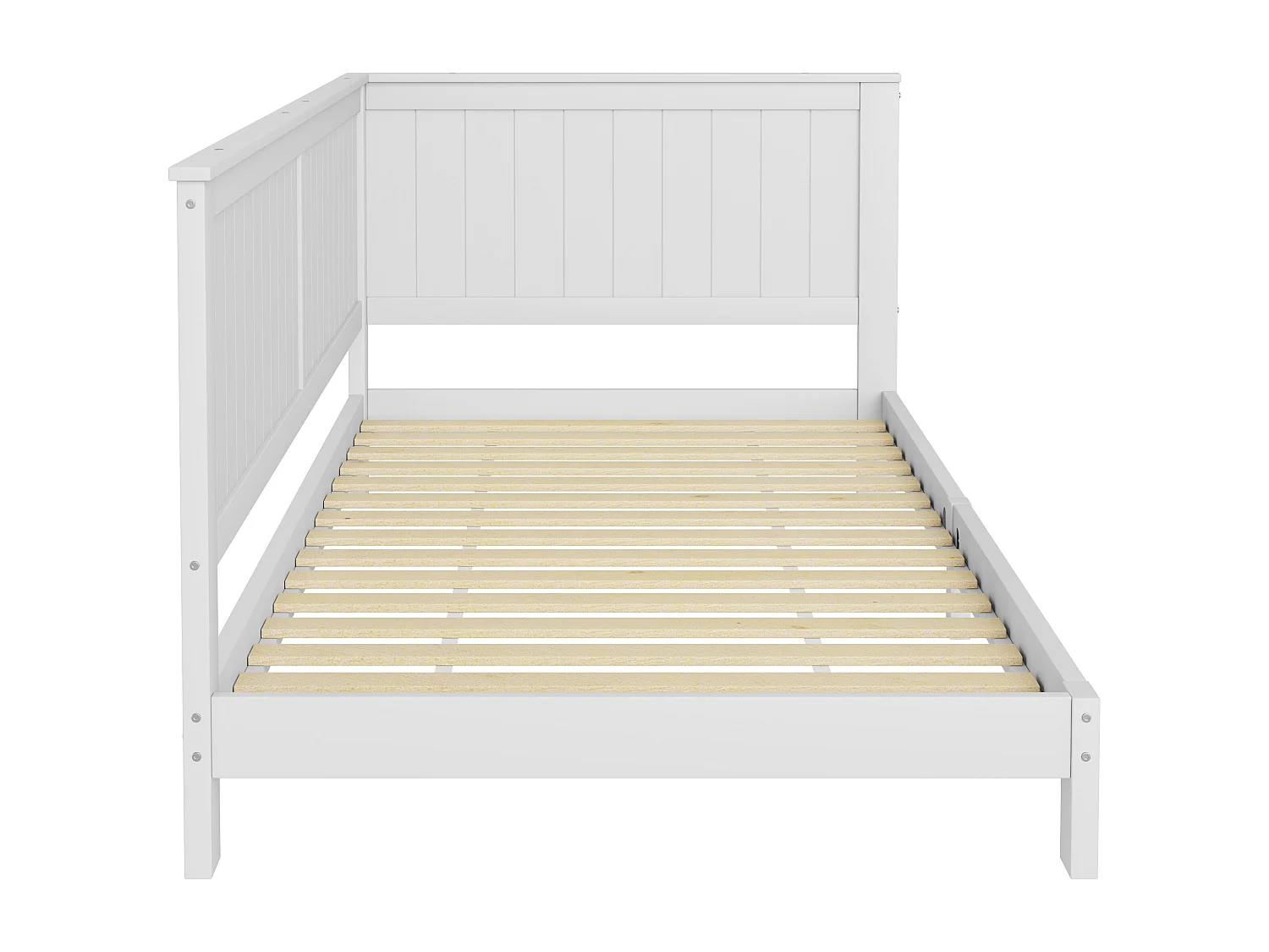 Bed 90 x 200 cm - Kinderslaapbank - Multiplex + MDF - Wit